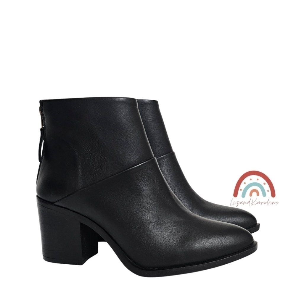 New! Nisolo Dari Leather Block Heeled Boots Black With Gold Zipper — image 4 of 8